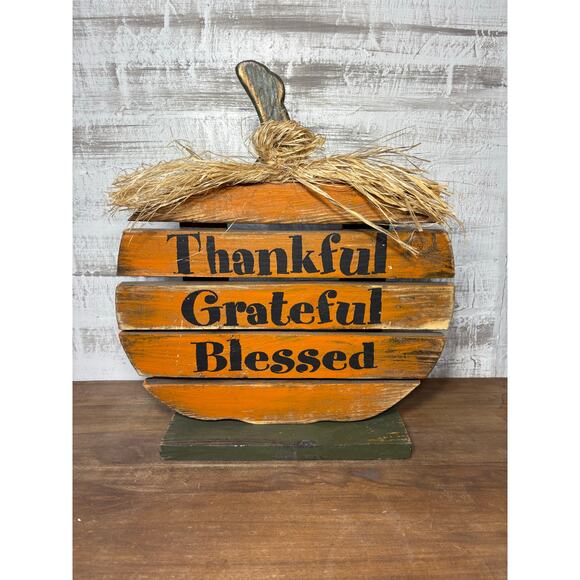 “Thankful, Grateful, Blessed” Pumpkin Decor - Picture 1 of 4